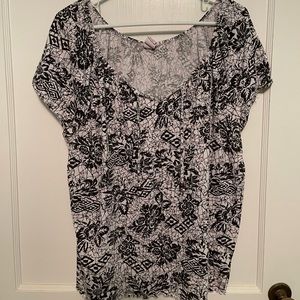 Black and white floral top.